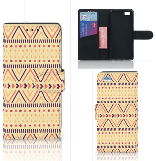 B2Ctelecom Huawei Ascend P8 Lite Bookcase Hoesje Aztec Yellow