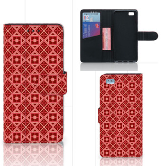 B2Ctelecom Huawei Ascend P8 Lite Bookcase Hoesje Batik Red