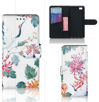 B2Ctelecom Huawei Ascend P8 Lite Bookcase Hoesje Bird Flowers