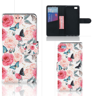 B2Ctelecom Huawei Ascend P8 Lite Bookcase Hoesje Butterfly Roses