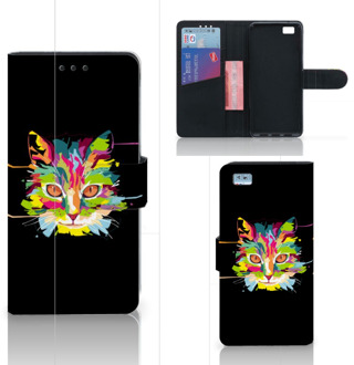 B2Ctelecom Huawei Ascend P8 Lite Bookcase Hoesje Cat Color