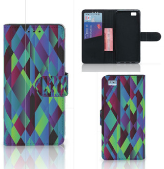 B2Ctelecom Huawei Ascend P8 Lite Bookcase Hoesje Design Abstract Green Blue