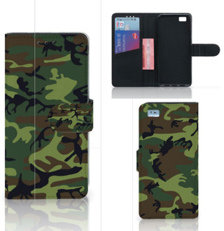 B2Ctelecom Huawei Ascend P8 Lite Bookcase Hoesje Design Army Dark