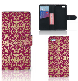 B2Ctelecom Huawei Ascend P8 Lite Bookcase Hoesje Design Barok Pink