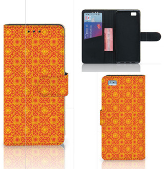 B2Ctelecom Huawei Ascend P8 Lite Bookcase Hoesje Design Batik Orange