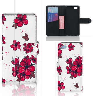 B2Ctelecom Huawei Ascend P8 Lite Bookcase Hoesje Design Blossom Red