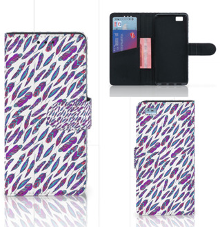 B2Ctelecom Huawei Ascend P8 Lite Bookcase Hoesje Design Feathers Color