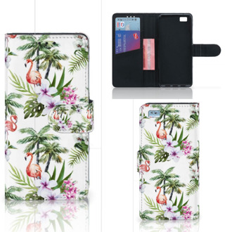 B2Ctelecom Huawei Ascend P8 Lite Bookcase Hoesje Design Flamingo Palms