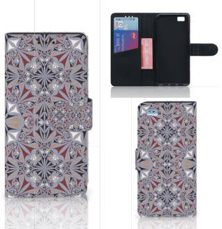 B2Ctelecom Huawei Ascend P8 Lite Bookcase Hoesje Design Flower Tiles