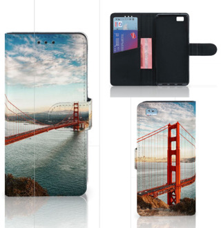 B2Ctelecom Huawei Ascend P8 Lite Bookcase Hoesje Design Golden Gate Bridge