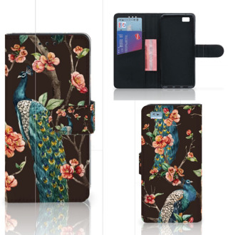 B2Ctelecom Huawei Ascend P8 Lite Bookcase Hoesje Design Pauw met Bloemen