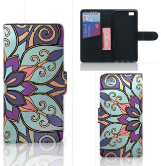 B2Ctelecom Huawei Ascend P8 Lite Bookcase Hoesje Design Purple Flower