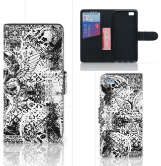 B2Ctelecom Huawei Ascend P8 Lite Bookcase Hoesje Design Skulls Angel