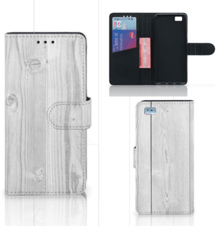 B2Ctelecom Huawei Ascend P8 Lite Bookcase Hoesje Design White Wood