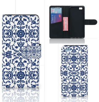 B2Ctelecom Huawei Ascend P8 Lite Bookcase Hoesje Flower Blue