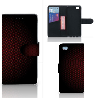 B2Ctelecom Huawei Ascend P8 Lite Bookcase Hoesje Geruit Rood