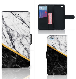 B2Ctelecom Huawei Ascend P8 Lite Bookcase Hoesje Marble White Black