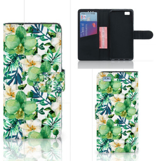 B2Ctelecom Huawei Ascend P8 Lite Bookcase Hoesje Orchidee Groen