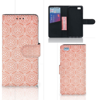 B2Ctelecom Huawei Ascend P8 Lite Bookcase Hoesje Pattern Orange