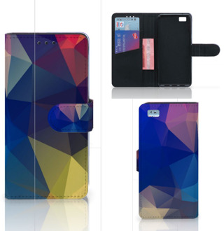 B2Ctelecom Huawei Ascend P8 Lite Bookcase Hoesje Polygon Dark