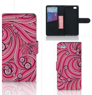 B2Ctelecom Huawei Ascend P8 Lite Bookcase Hoesje Swirl Pink