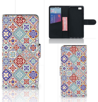 B2Ctelecom Huawei Ascend P8 Lite Bookcase Hoesje Tiles Color