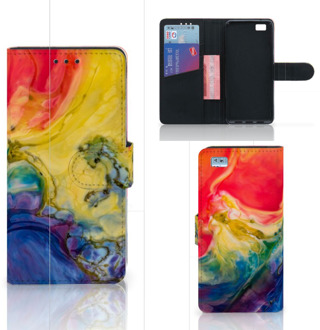 B2Ctelecom Huawei Ascend P8 Lite Bookcase Hoesje Watercolor Dark