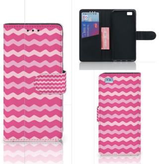 B2Ctelecom Huawei Ascend P8 Lite Bookcase Hoesje Waves Pink