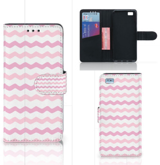 B2Ctelecom Huawei Ascend P8 Lite Bookcase Hoesje Waves Roze