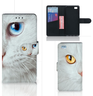 B2Ctelecom Huawei Ascend P8 Lite Bookcase Hoesje Witte Kat