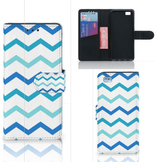 B2Ctelecom Huawei Ascend P8 Lite Bookcase Hoesje Zigzag Blauw