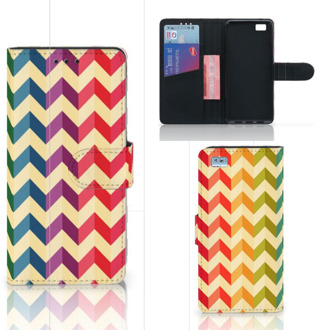 B2Ctelecom Huawei Ascend P8 Lite Bookcase Hoesje Zigzag Color