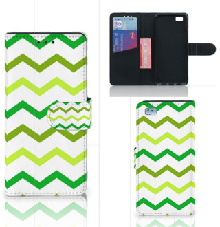 B2Ctelecom Huawei Ascend P8 Lite Bookcase Hoesje Zigzag Groen