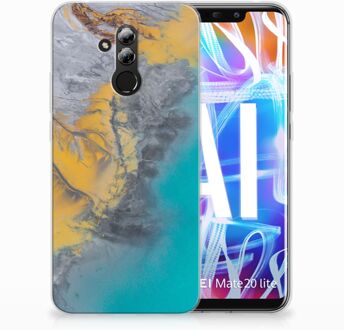 B2Ctelecom Huawei Mate 20 Lite TPU Hoesje Design Marble Blue Gold