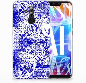 B2Ctelecom Huawei Mate 20 Lite Uniek TPU Hoesje Angel Skull Blue