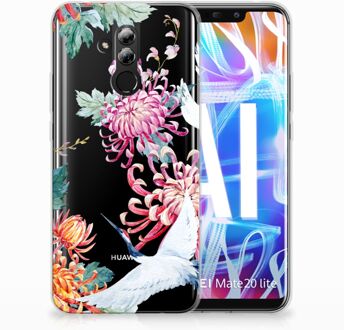 B2Ctelecom Huawei Mate 20 Lite Uniek TPU Hoesje Bird Flowers