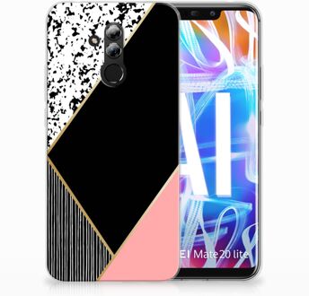 B2Ctelecom Huawei Mate 20 Lite Uniek TPU Hoesje Black Pink Shapes