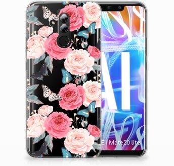 B2Ctelecom Huawei Mate 20 Lite Uniek TPU Hoesje Butterfly Roses