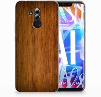 B2Ctelecom Huawei Mate 20 Lite Uniek TPU Hoesje Donker Hout