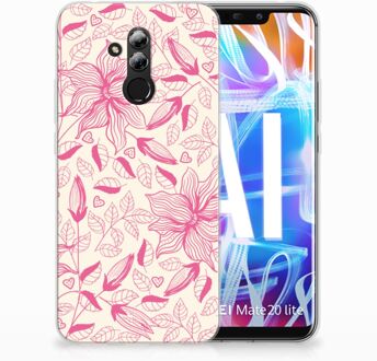 B2Ctelecom Huawei Mate 20 Lite Uniek TPU Hoesje Pink Flowers