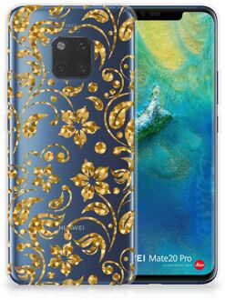 B2Ctelecom Huawei Mate 20 Pro TPU Hoesje Design Gouden Bloemen