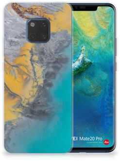 B2Ctelecom Huawei Mate 20 Pro TPU Hoesje Design Marble Blue Gold