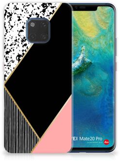 B2Ctelecom Huawei Mate 20 Pro Uniek TPU Hoesje Black Pink Shapes