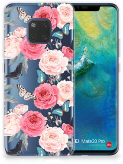 B2Ctelecom Huawei Mate 20 Pro Uniek TPU Hoesje Butterfly Roses