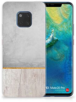 B2Ctelecom Huawei Mate 20 Pro Uniek TPU Hoesje Wood Concrete