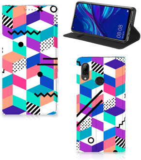 B2Ctelecom Huawei P Smart (2019) Standcase Hoesje Design Blocks Colorful