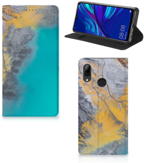 B2Ctelecom Huawei P Smart (2019) Standcase Hoesje Design Marble Blue Gold