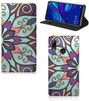 B2Ctelecom Huawei P Smart (2019) Standcase Hoesje Design Purple Flower