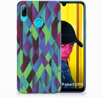 B2Ctelecom Huawei P Smart 2019 TPU Hoesje Design Abstract Green Blue