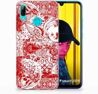 B2Ctelecom Huawei P Smart 2019 TPU Hoesje Design Angel Skull Red